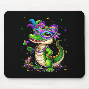 Cute Mardigator Mardi Gras Alligator Costume Girl  Mouse Mat