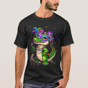 Cute Mardigator Mardi Gras Alligator Costume Girl  T-Shirt