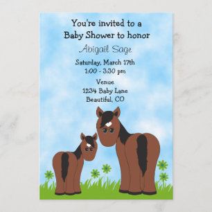Cute Mare and Foal Horse Baby Shower Invitation