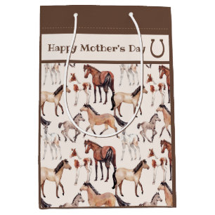 Cute Mares and Foals Horse Mother's Day Medium Gift Bag