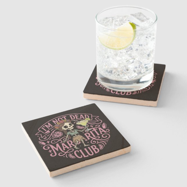 Cute Margarita  Skelton Stone Coaster (Side)