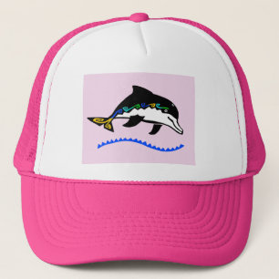 Cute Marine DOLPHIN - Ocean wildlife - Pink Trucker Hat