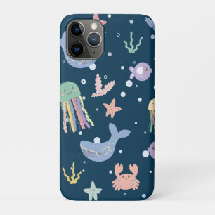 Cute Marine Life Seamless Pattern iPhone 11 Pro Case
