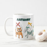 Cute Marionette Puppets Puppeteers Personalised Coffee Mug<br><div class="desc">Create a personalised gift that's perfect for anyone who loves marionettes and other puppets. This coffee mug features illustration of different animal marionettes with a dog, a goat, a bird, an elephant and a cat puppet. It's ready to be personalised with a name in dark green lettering. The name appears...</div>