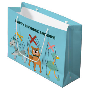 Cute Marionette Puppets Puppeteers Personalised Large Gift Bag
