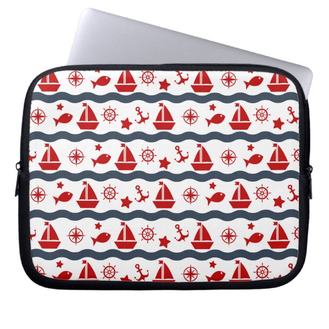 Cute Maritime Pattern Laptop Sleeve (Front)