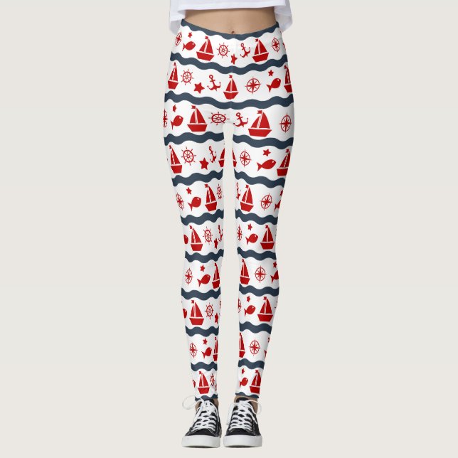 Cute Maritime Pattern Leggings (Front)