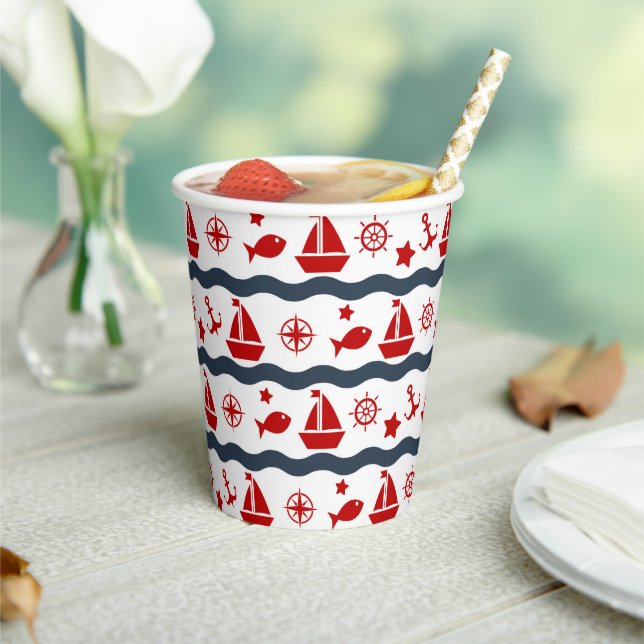 Cute Maritime Pattern Paper Cups (Insitu)