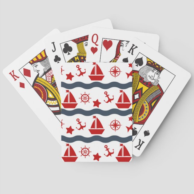 Cute Maritime Pattern Playing Cards (Back)