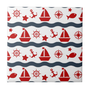 Cute Maritime Pattern Tile