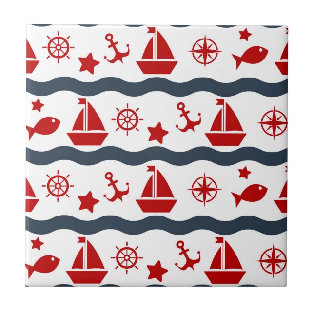 Cute Maritime Pattern Tile (Front)