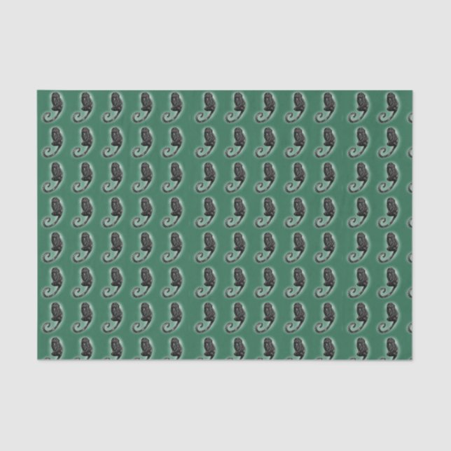 Cute Marmoset on green tissue paper (Front)