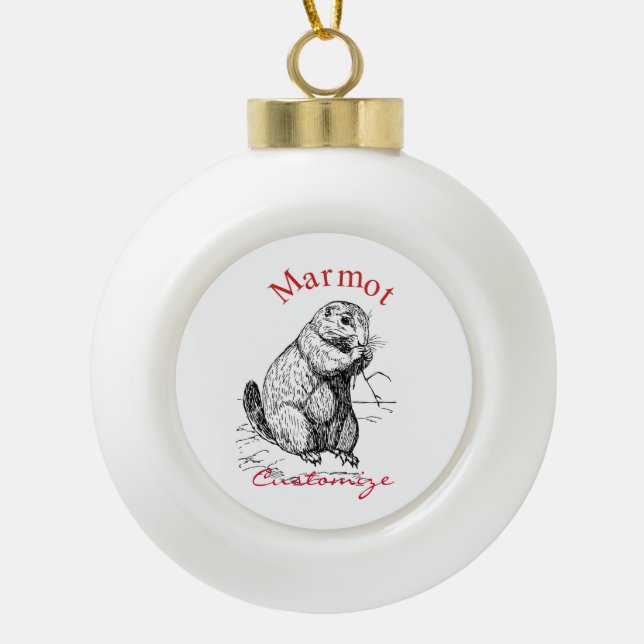 Cute Marmot Animal Thunder_Cove Ceramic Ball Christmas Ornament (Front)