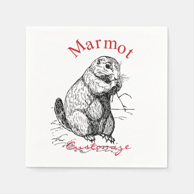 Cute Marmot Animal Thunder_Cove Napkin (Front)