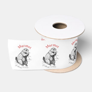 Cute Marmot Animal Thunder_Cove Satin Ribbon