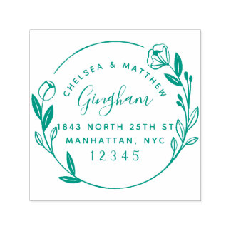 Cute Married Couple Floral Wreath Return Address Self-inking Stamp