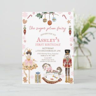 Cute Marron Sugar Plum Fairy Nutcracker Birthday  Invitation