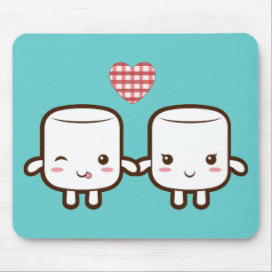 Cute Marshmallow couple Mouse Mat
