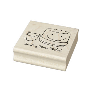 Cute Marshmallow Holiday or Christmas Rubber Stamp