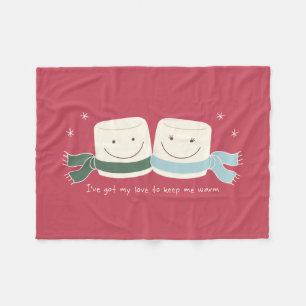 Cute Marshmallow Love Winter Holiday Blanket