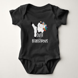 Cute Martial Arts Dangerous Unicorn Karate Baby Bodysuit
