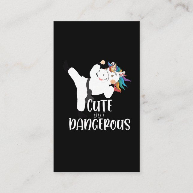 Cute Martial Arts Dangerous Unicorn Karate Business Card (Front)