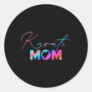 Cute Martial Arts Mother's Day Rainbow Karate Mum Classic Round Sticker