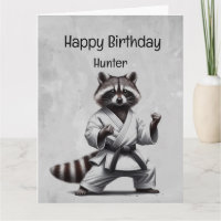 Cute Martial Arts Racoon Custom Birthday