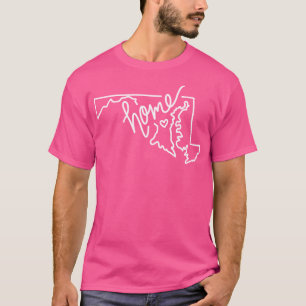 Cute Maryland Home State Outline Sticker T-Shirt