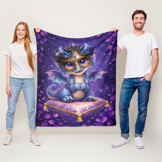 Cute Masquerade Dragon Fleece Blanket (In Situ)