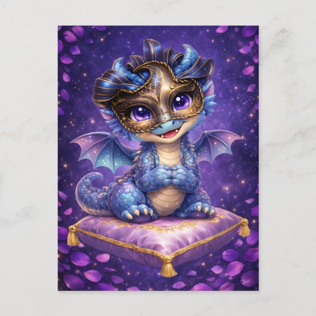 Cute Masquerade Dragon Postcard (Front)