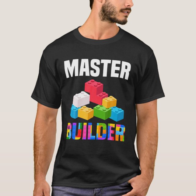 Cute Master Builder Brick Builder Funny Blocks Toy T-Shirt (Front)