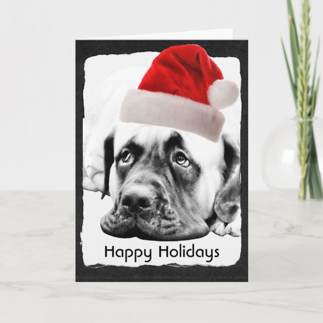 Cute Mastiff dog Holiday Card (Front)