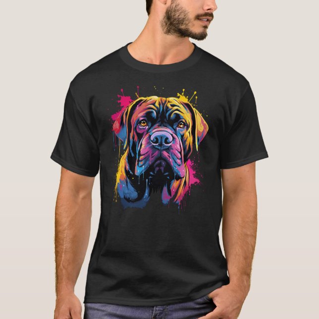 Cute Mastiff Dog on painted Mastiff T-Shirt (Front)