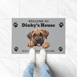 Cute Mastiff Dog Photo Doormat