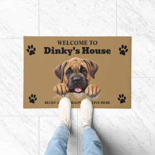 Cute Mastiff Dog Photo Doormat