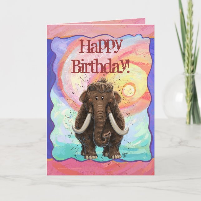 Cute Mastodon Happy Birthday Card (Front)
