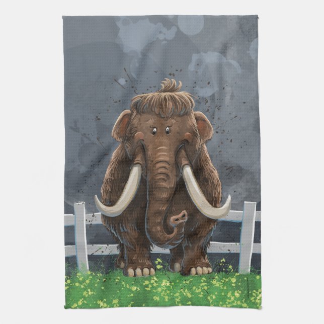 Cute Mastodon Tea Towel (Vertical)