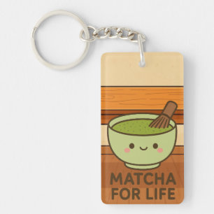Cute Matcha Bowl Sticker Key Ring