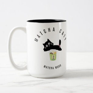 Cute Matcha Caty Black Cat Two-Tone Mug Kawaii