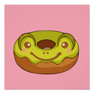 Cute Matcha Frog doughnut Poster