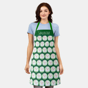 Cute Matcha Latte Ghost Apron