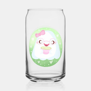 Cute Matcha Latte Ghost Can Glass