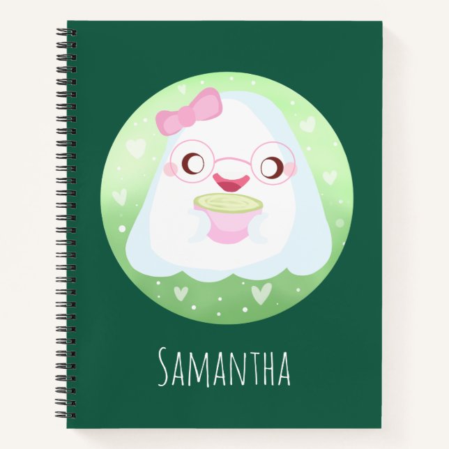 Cute Matcha Latte Ghost Notebook (Front)