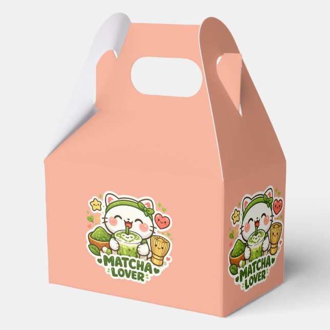 Cute Matcha Lover Cat Favour Box (Front)