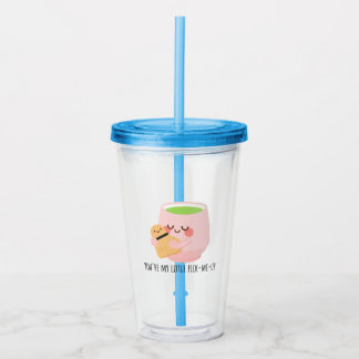 Cute Matcha Tea Hug Illustration Acrylic Tumbler
