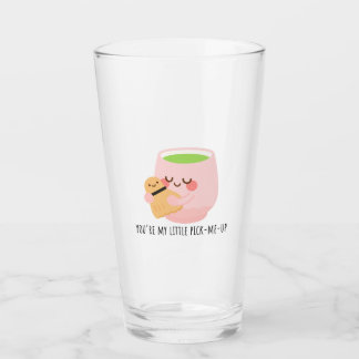 Cute Matcha Tea Hug Illustration Glass