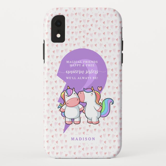 Cute Matching Best Friends Unicorn Quote Monogram Case-Mate iPhone Case (Back)