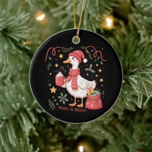 Cute Matching Christmas Goose Funny Family Ducks Ceramic Tree Decoration