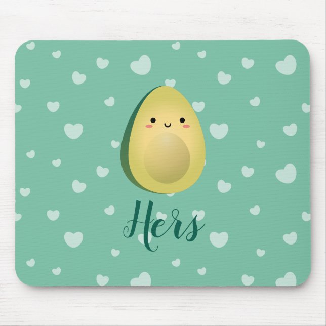 Cute Matching Couple Avocados Funny Lets Avocuddle Mouse Mat (Front)